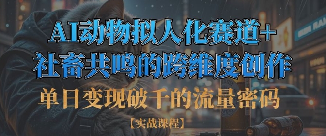 单日变现破千的流量密码，AI动物拟人化赛道+社畜共鸣的跨维度创作-小目标轻创