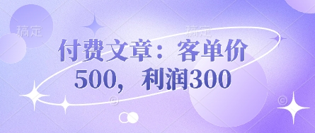 付费文章：客单价500，利润300-小目标轻创