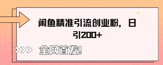 闲鱼精准引流创业粉，轻松日引200+-小目标轻创