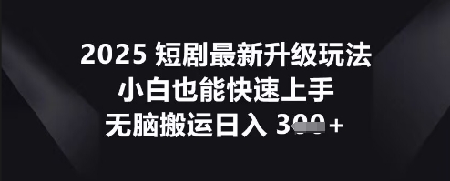 2025短剧最新升级玩法，小白也能快速上手，无脑搬运日入3张-小目标轻创