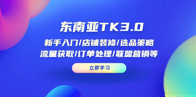 （14208期）东南亚TK3.0：新手入门/店铺装修/选品策略/流量获取/订单处理/联盟营销等-小目标轻创