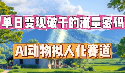 单日变现破k的流量密码，AI动物拟人化赛道-小目标轻创
