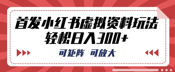 首发小红书虚拟资料玩法，可矩阵，可放大，轻松日入3张-小目标轻创