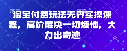 淘宝付费玩法无界实操课程，高价解决一切烦恼，大力出奇迹-小目标轻创