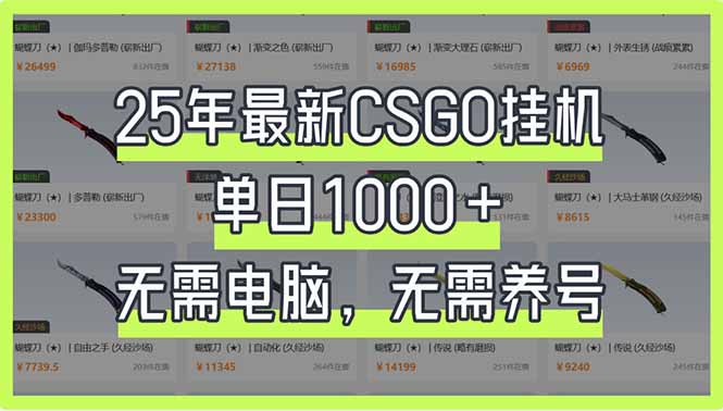 （14178期）25年最新CSGO挂机系统，单日1000+，无需电脑，无需养号，0基础可上手-小目标轻创