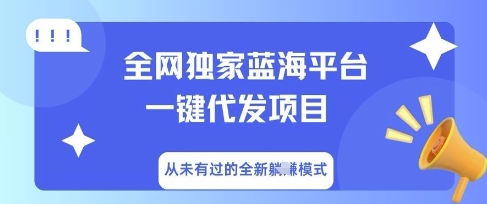 全网独家蓝海平台一键代发项目，从未有过的全新躺Z模式-小目标轻创