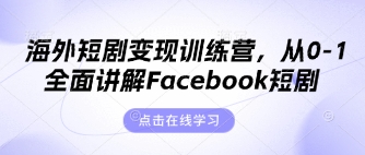 海外短剧变现训练营，从0-1全面讲解Facebook短剧-小目标轻创
