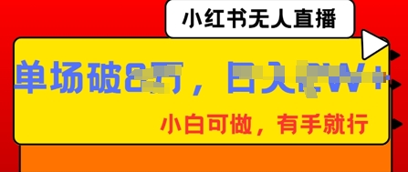 小红书无人直播，纯小白可做，有手就行，单场直播销售额破8w-小目标轻创