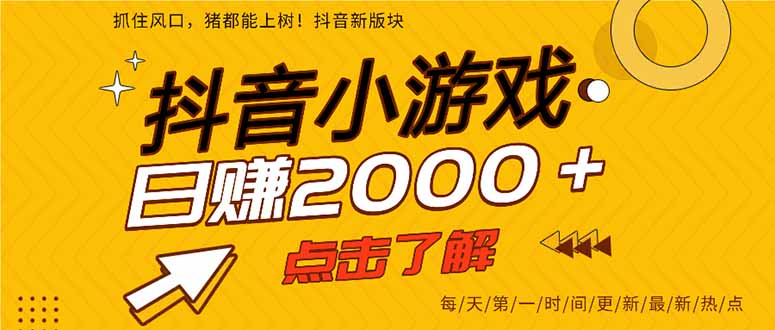 （14319期）抖音小游戏，最新风口项目，亲测单游戏2000+感兴趣点击了解。-小目标轻创