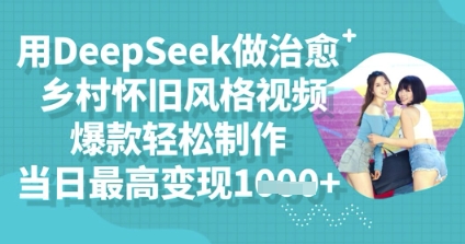 用DeepSeek做治愈乡村怀旧风格视频，爆款轻松制作，当日最高变现多张-小目标轻创